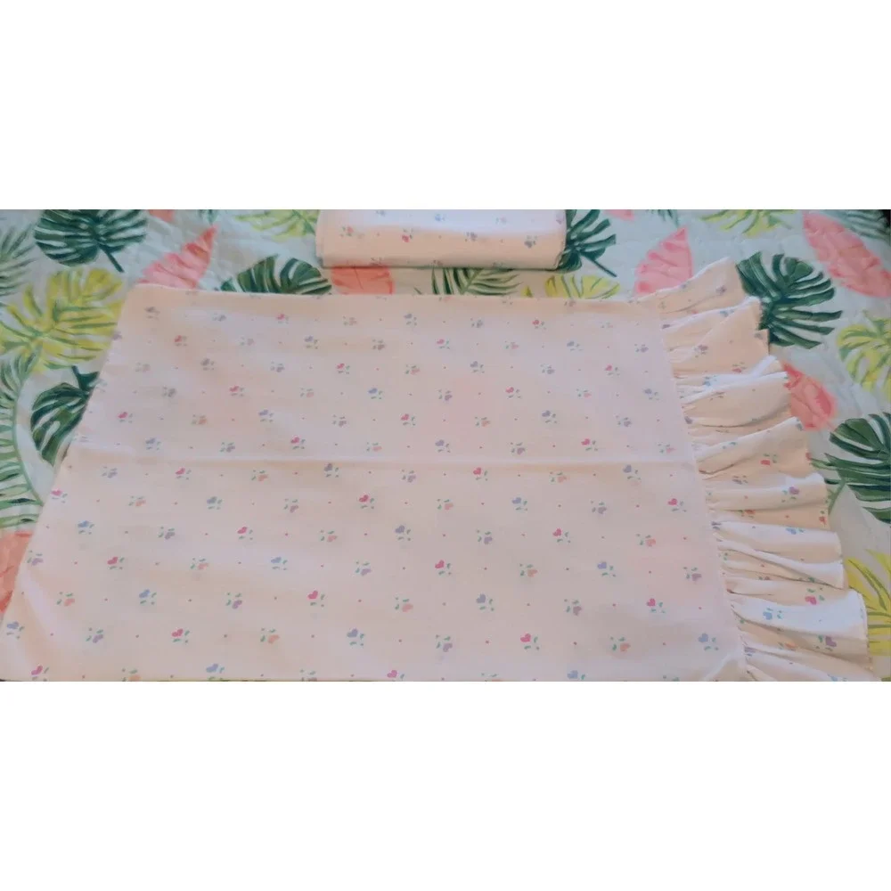 STEVENS Twin Flat Sheet Pillowcase Hearts Country Cottagecore Kidcore 80s 90s